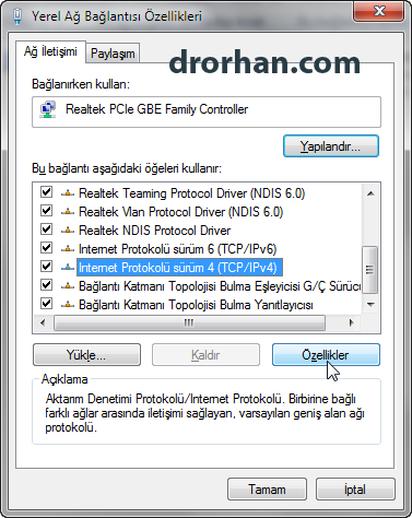 Yerel Ağ Bağlantısı Özellikleri